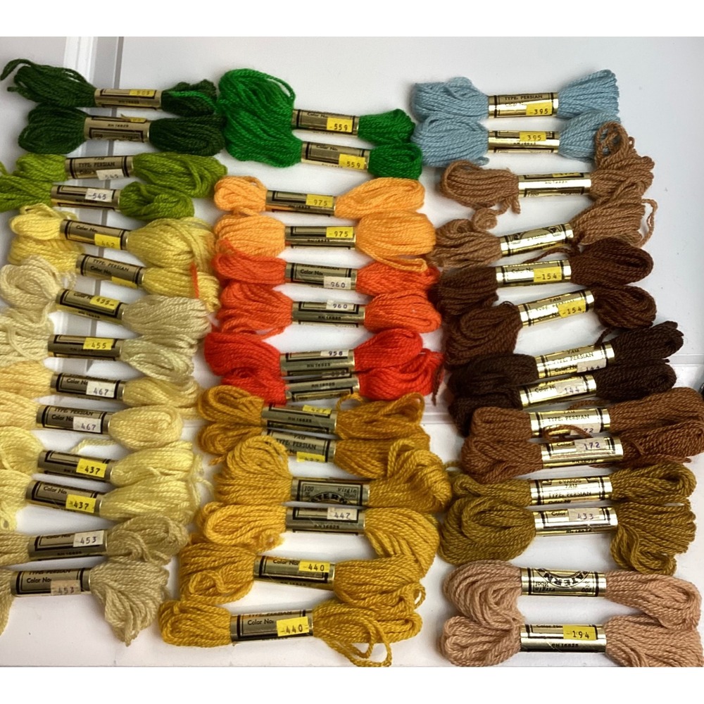 Paterna Persian Yarn Lot 42 Skeins 100% Virgin Wool 3-Ply Needlepoint Embroidery